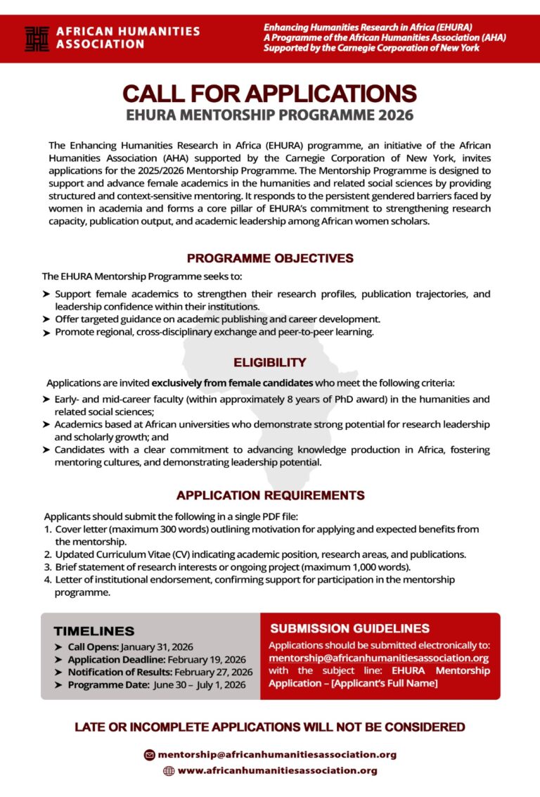 Call for Applications: EHURA Mentorship Programme 2026 – African ...
